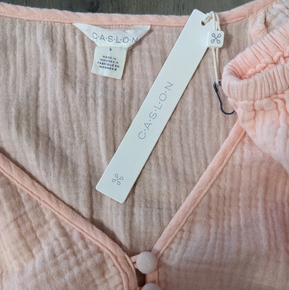 Caslon oversized gauzy cotton  v-neck top long sleeve nwt - Picture 15 of 16